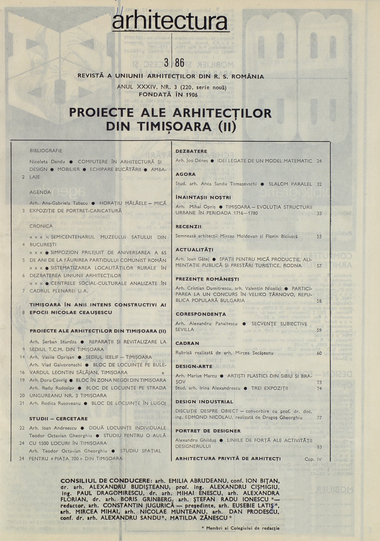 Revista ARHITECTURA 3/1986