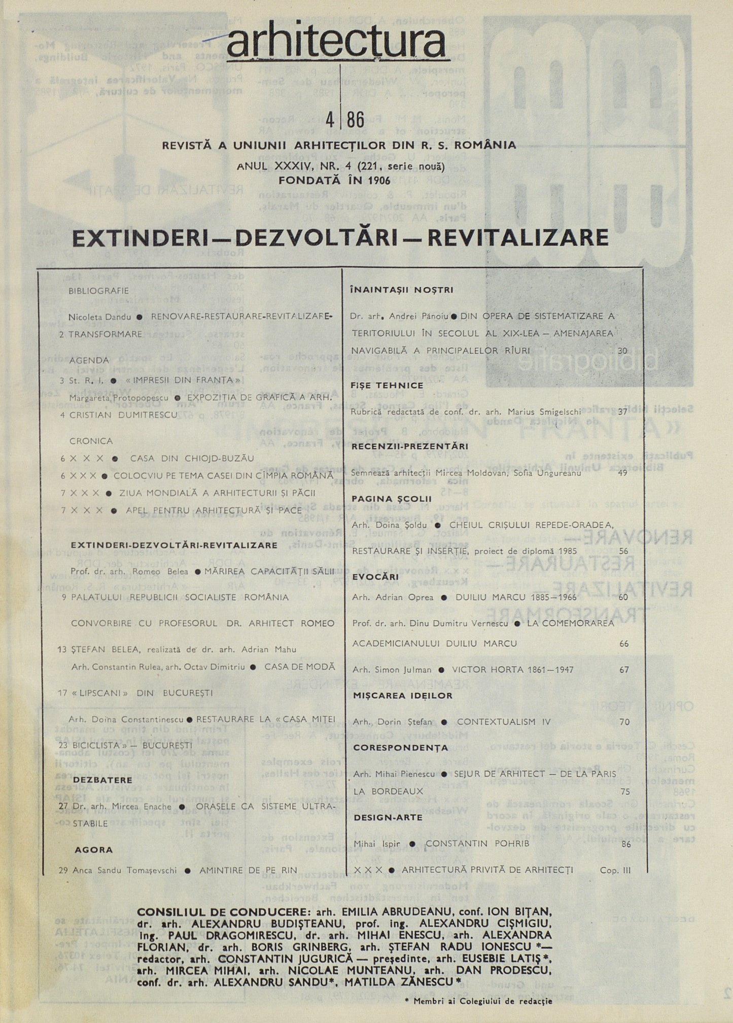 Revista ARHITECTURA 4/1986