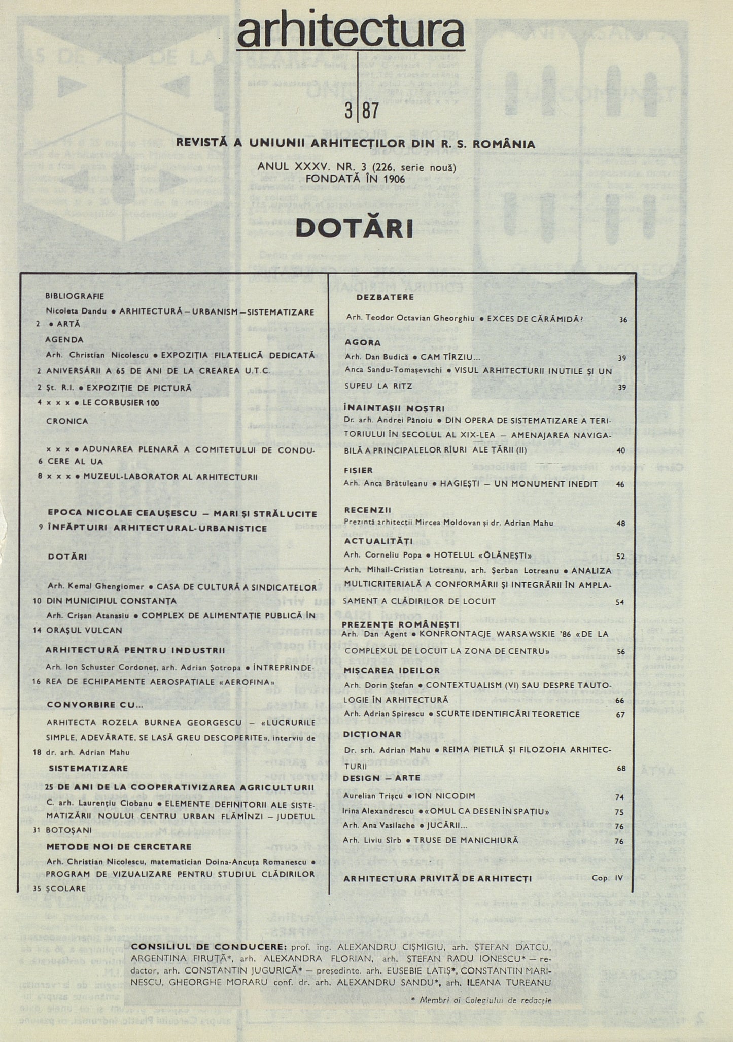 Revista ARHITECTURA 3/1987