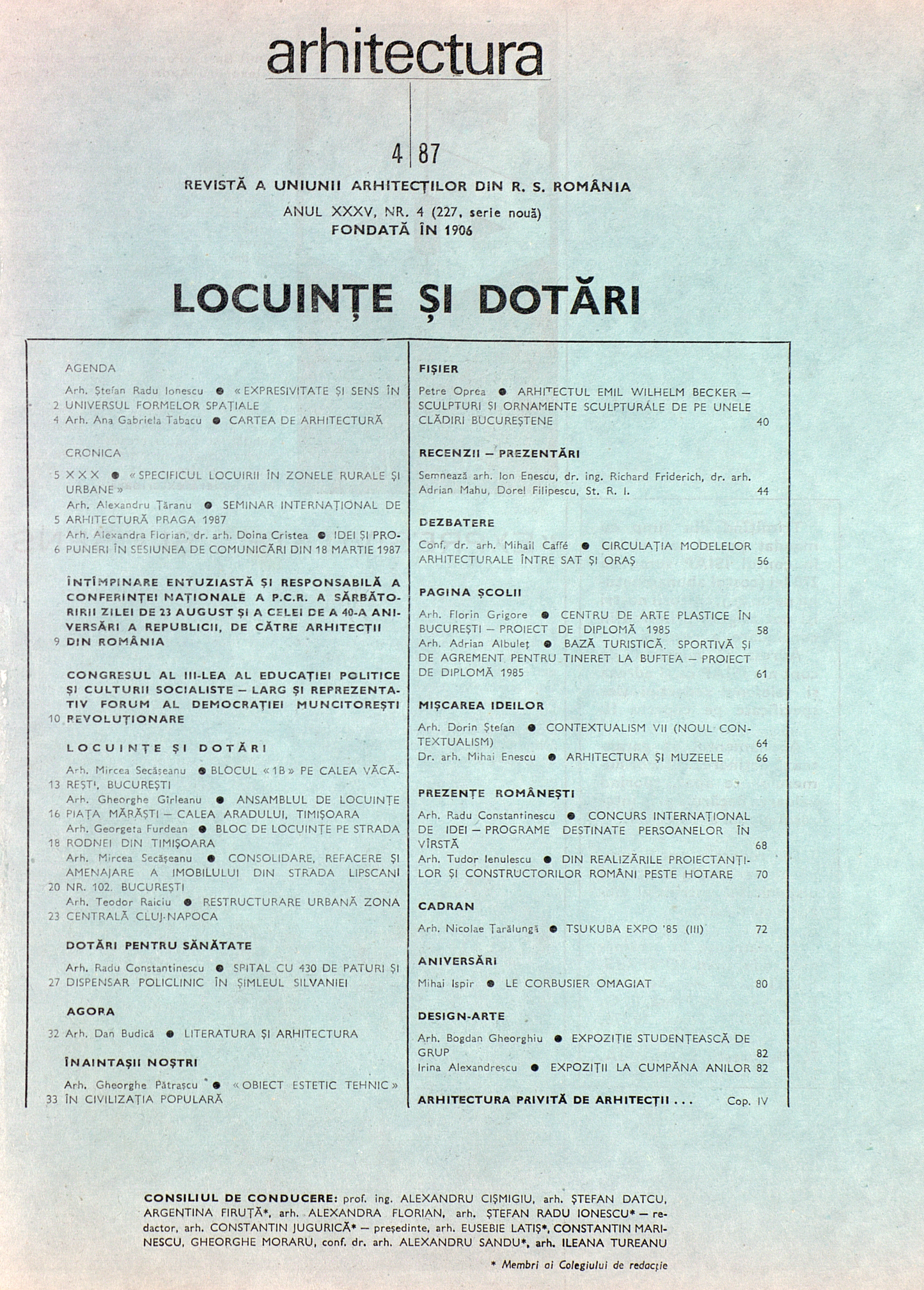 Revista ARHITECTURA 4/1987